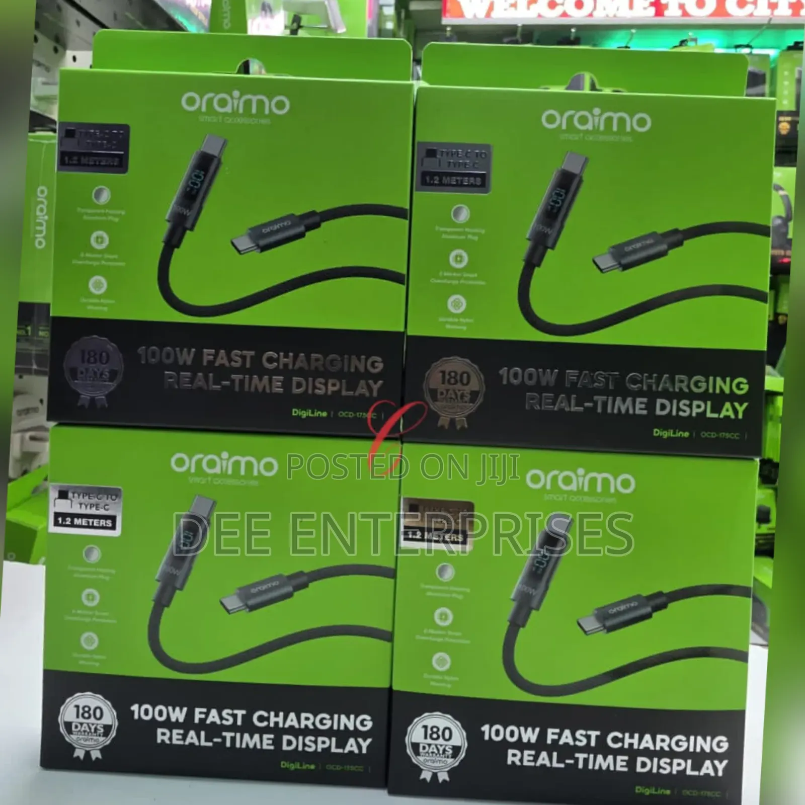 Oraimo Digiline 100w Type C to Type C* Cables With Real Time Display