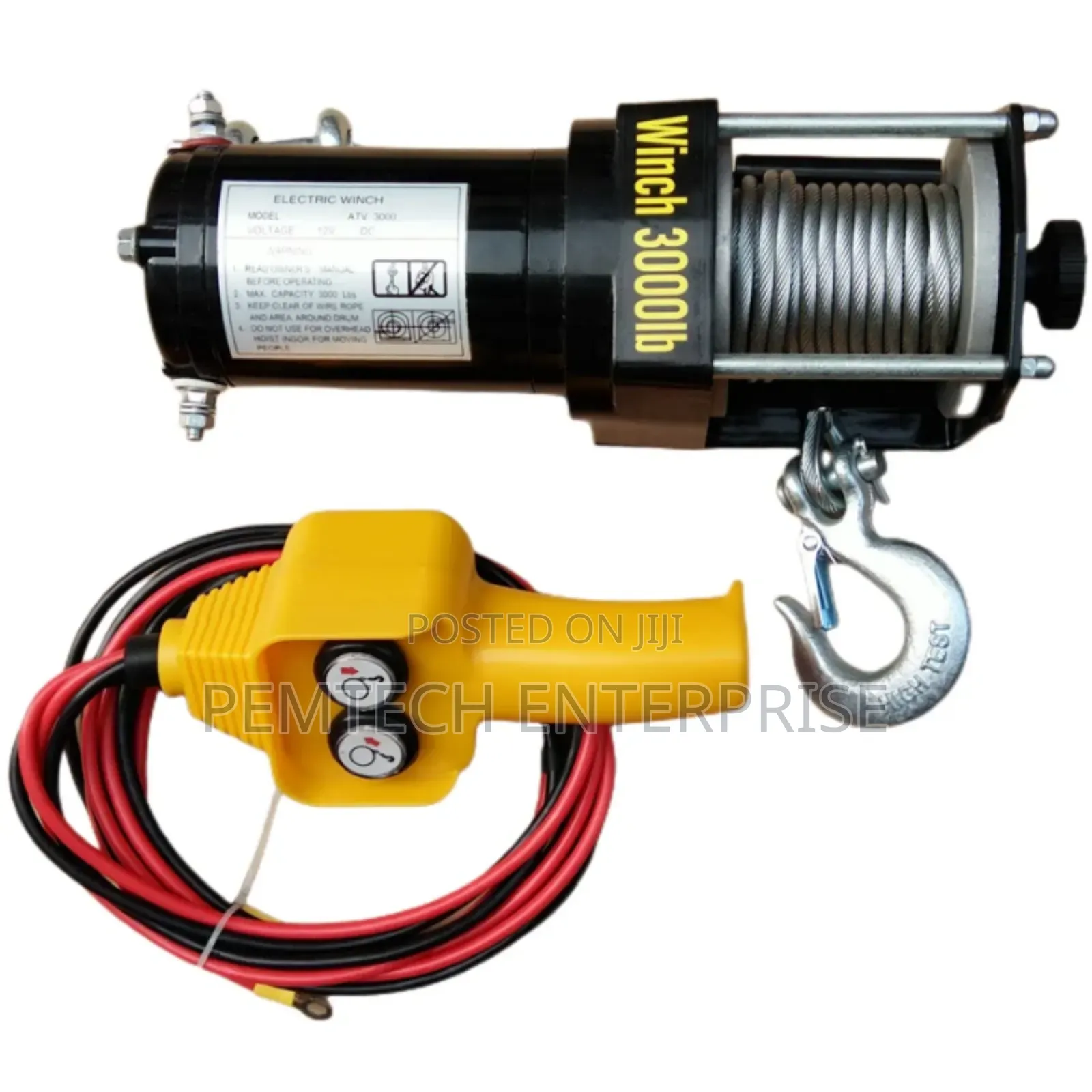 12v Electric Atv Winch With A 3000lb Pulling Capacity