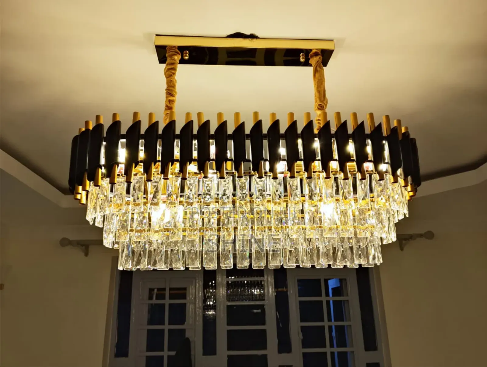Dining Crystal Chandelier With Touch of Black and Gold