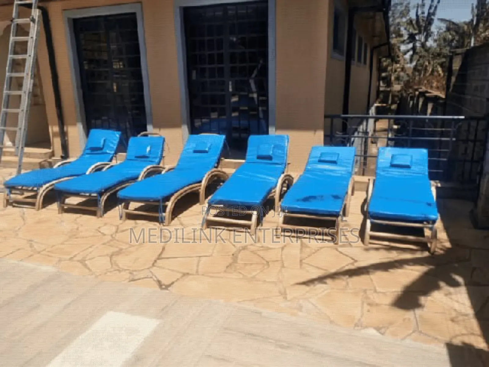 Wooden Upholstered Beach Sunbeds