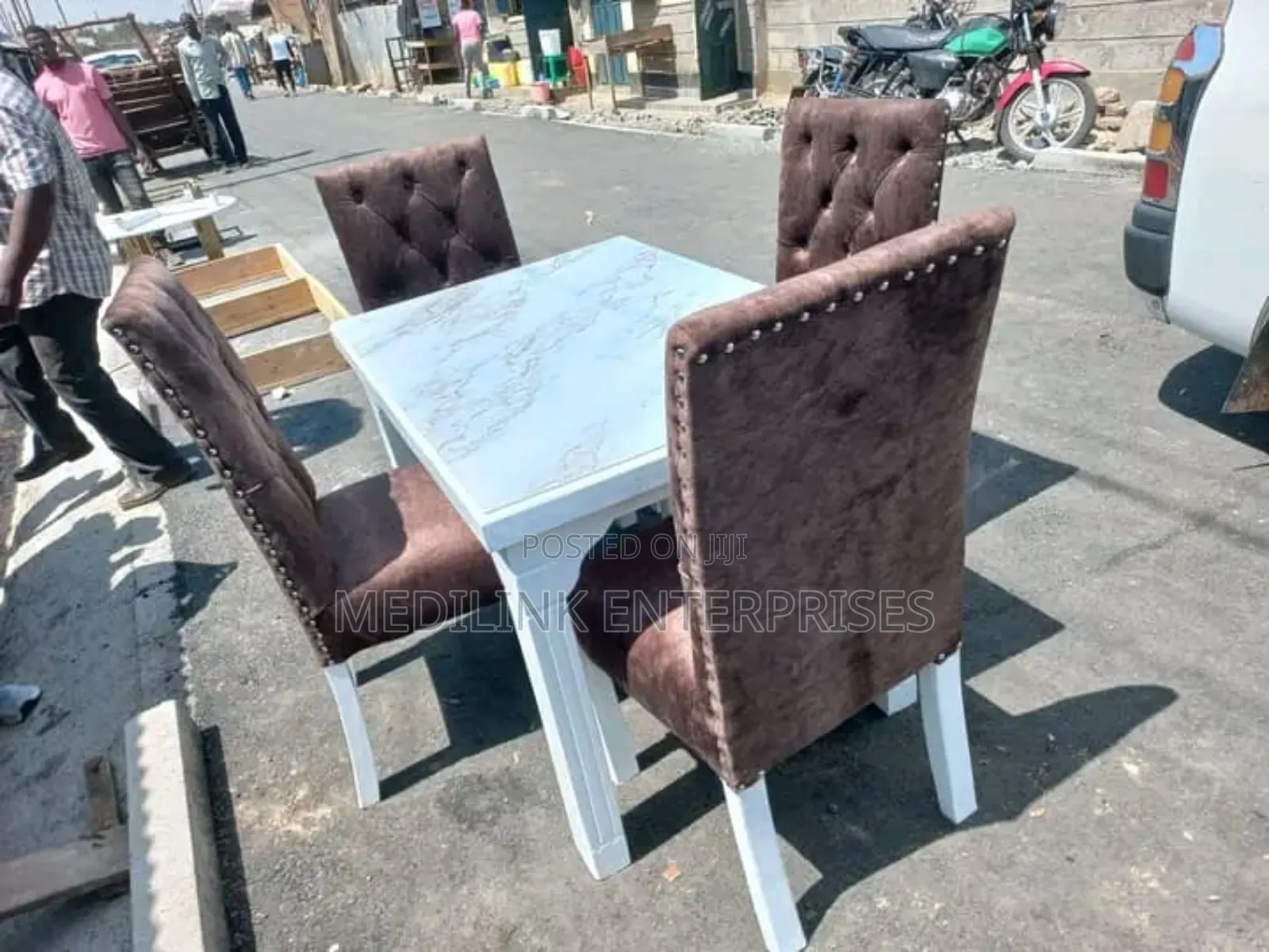 Upholstered Marble 4-Seater Dinning Set