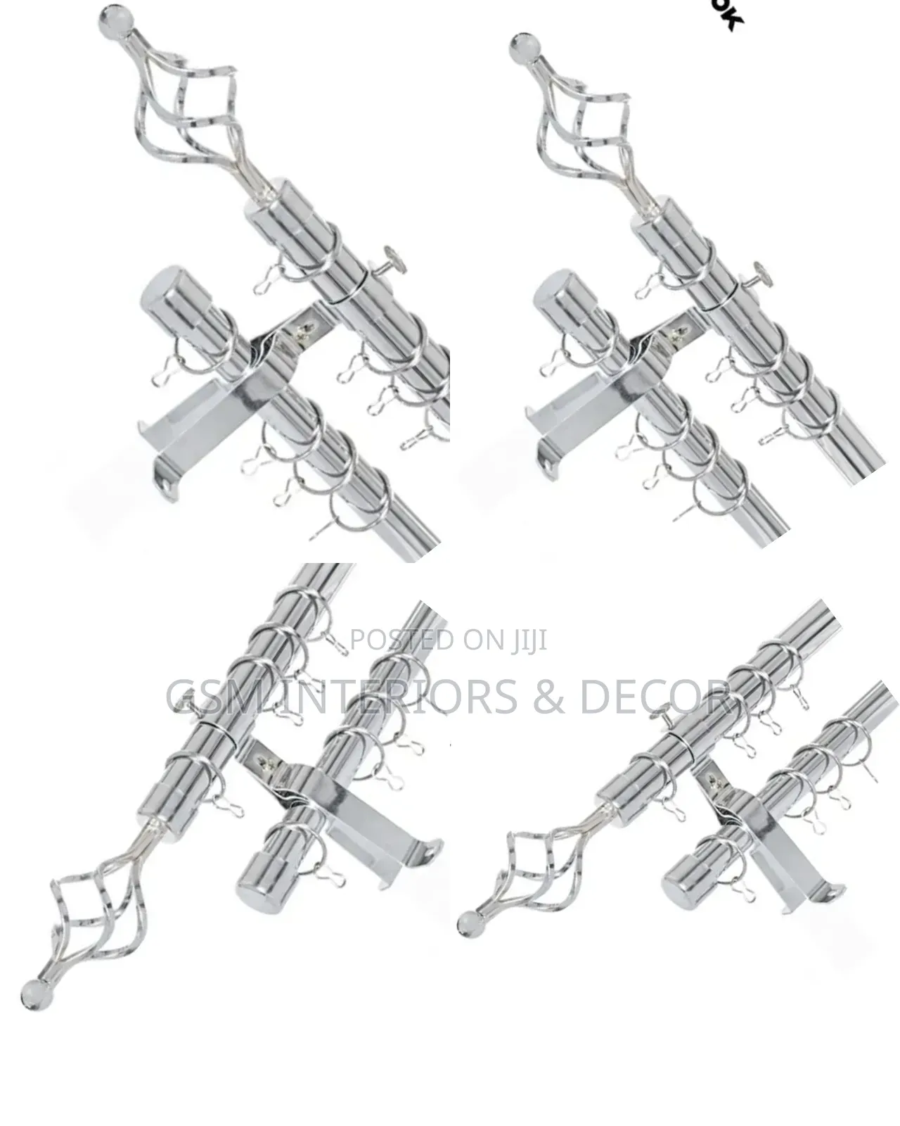 Shiny Silver Curtain Rods Full