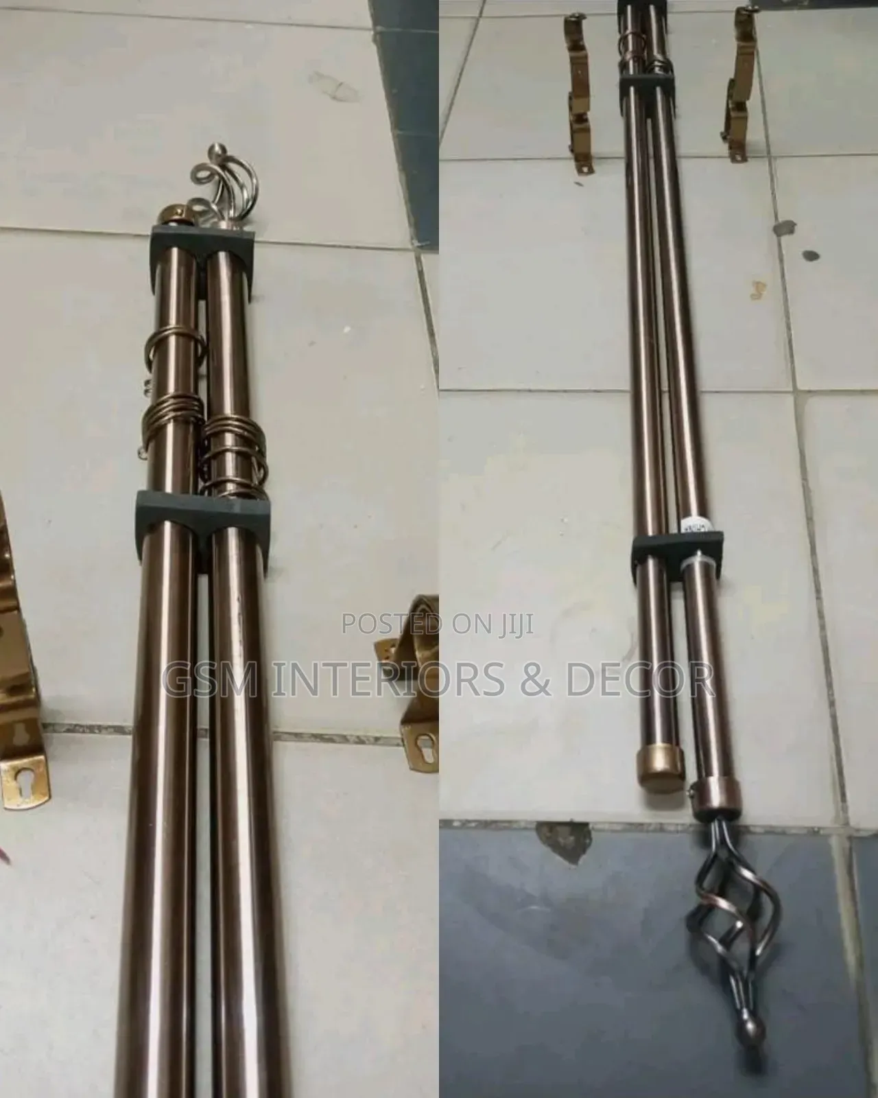 3 Meter Double Curtain Rods Brown