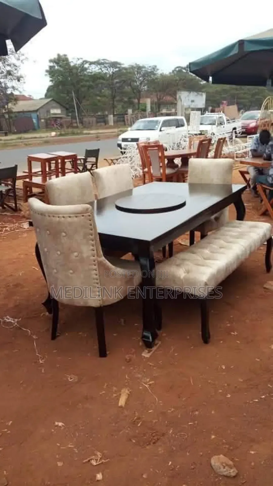 Customized 6-Seater Dinning Table Set With a Revolver