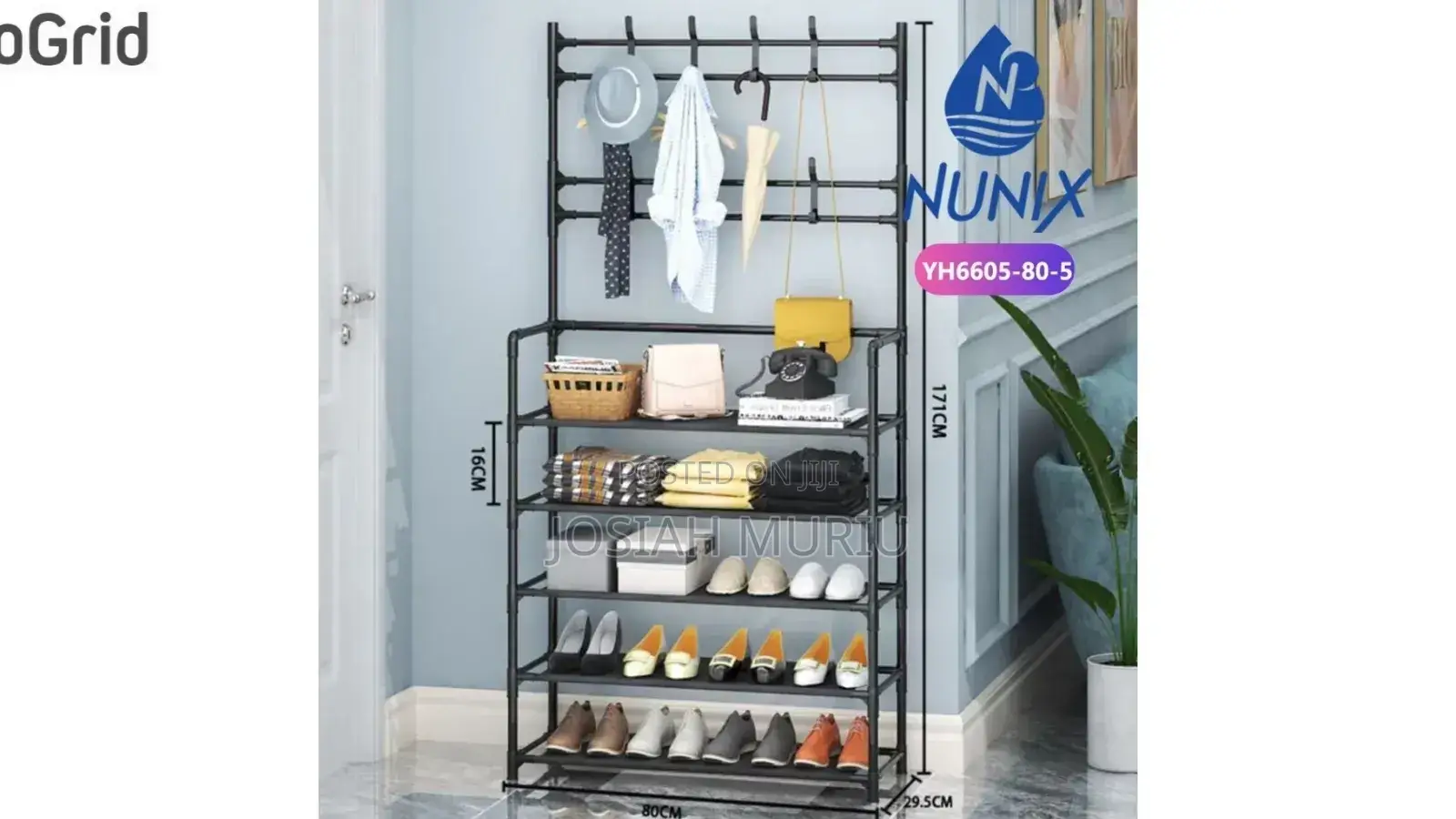 Multifunctional 5 Tier Shoe Rack Organizer +Coat Rack+Clothes Hanger