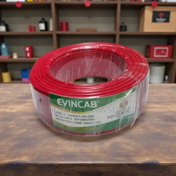 Elvin 2.5mm 90m Red Flame Resistant PVC Electrical Wiring Cable