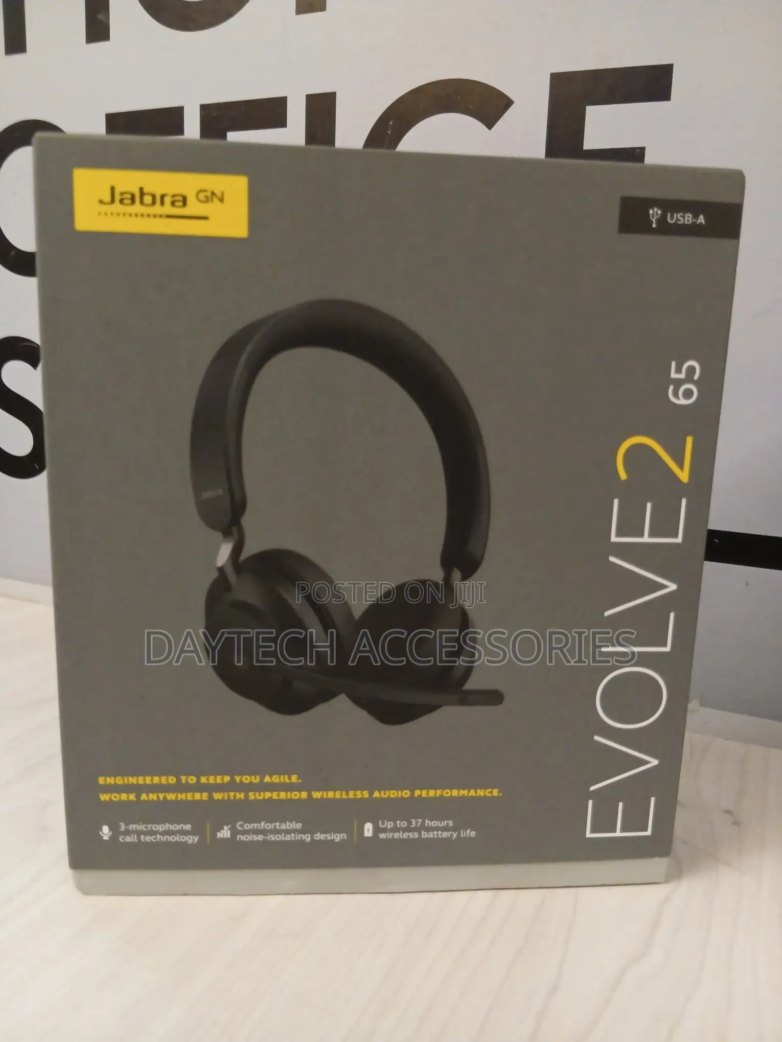 Jabra Evolve2 65 Wireless Headset With a Usb-a Connection.