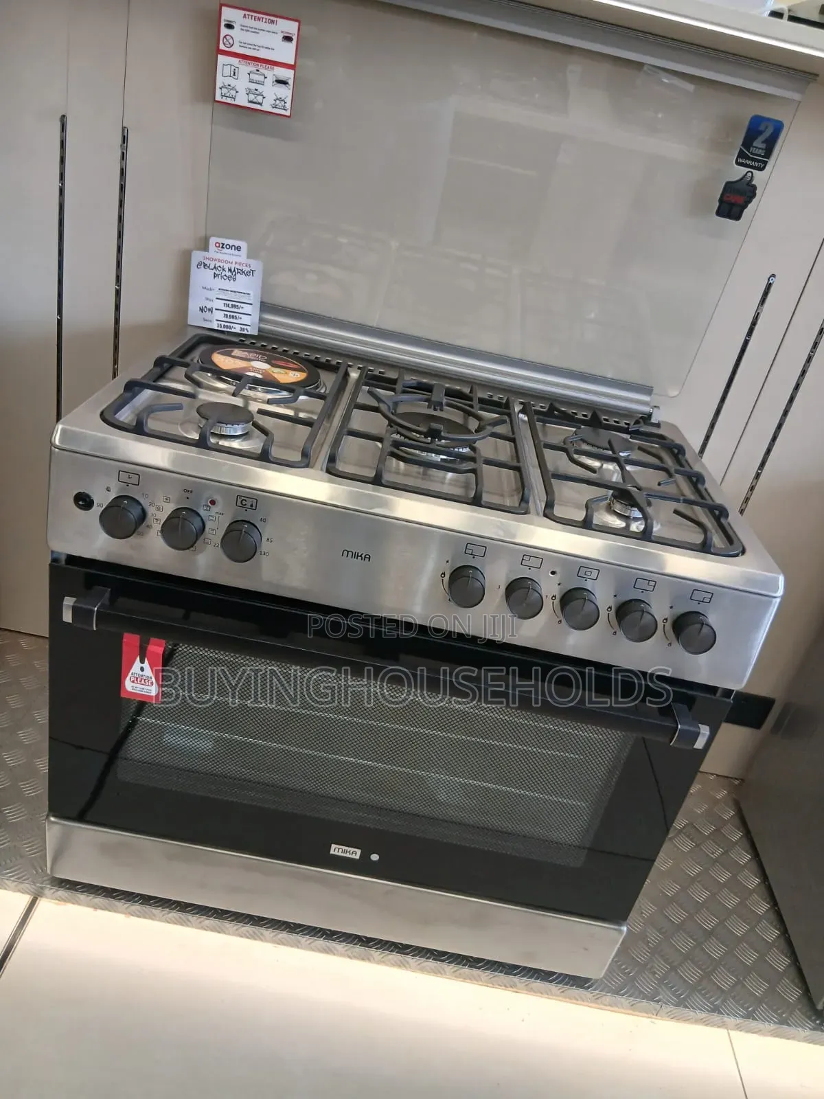 Mika Stainless 60x90 Cooker 4gas+1electric