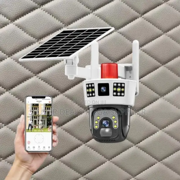 Flashing Alarm Warning Lights 4g Dual Lens Lens Solar Camera Siren