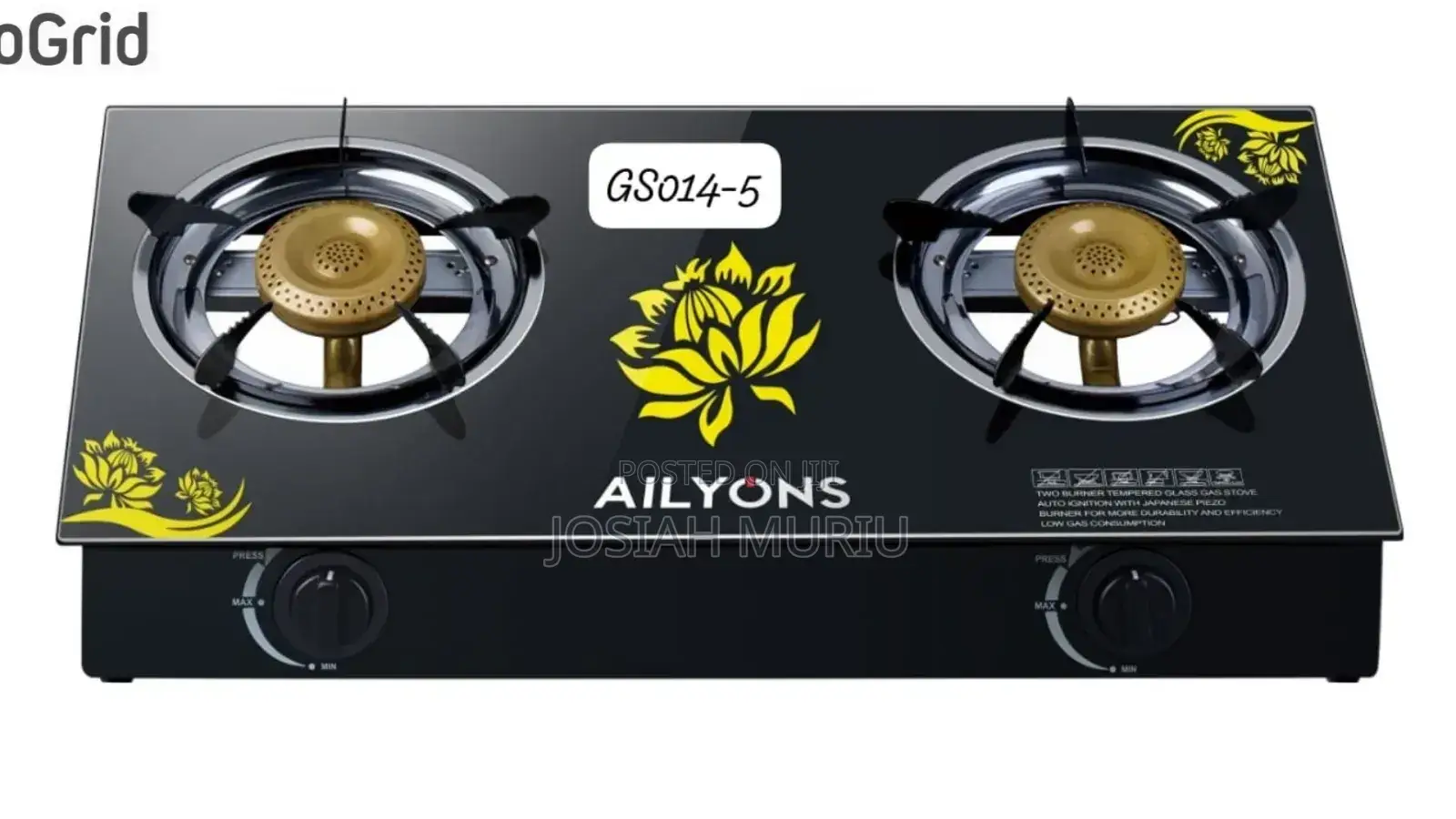 Ailyons 2‐Burner Tabletop Gas Cooker – Modern Glass Design