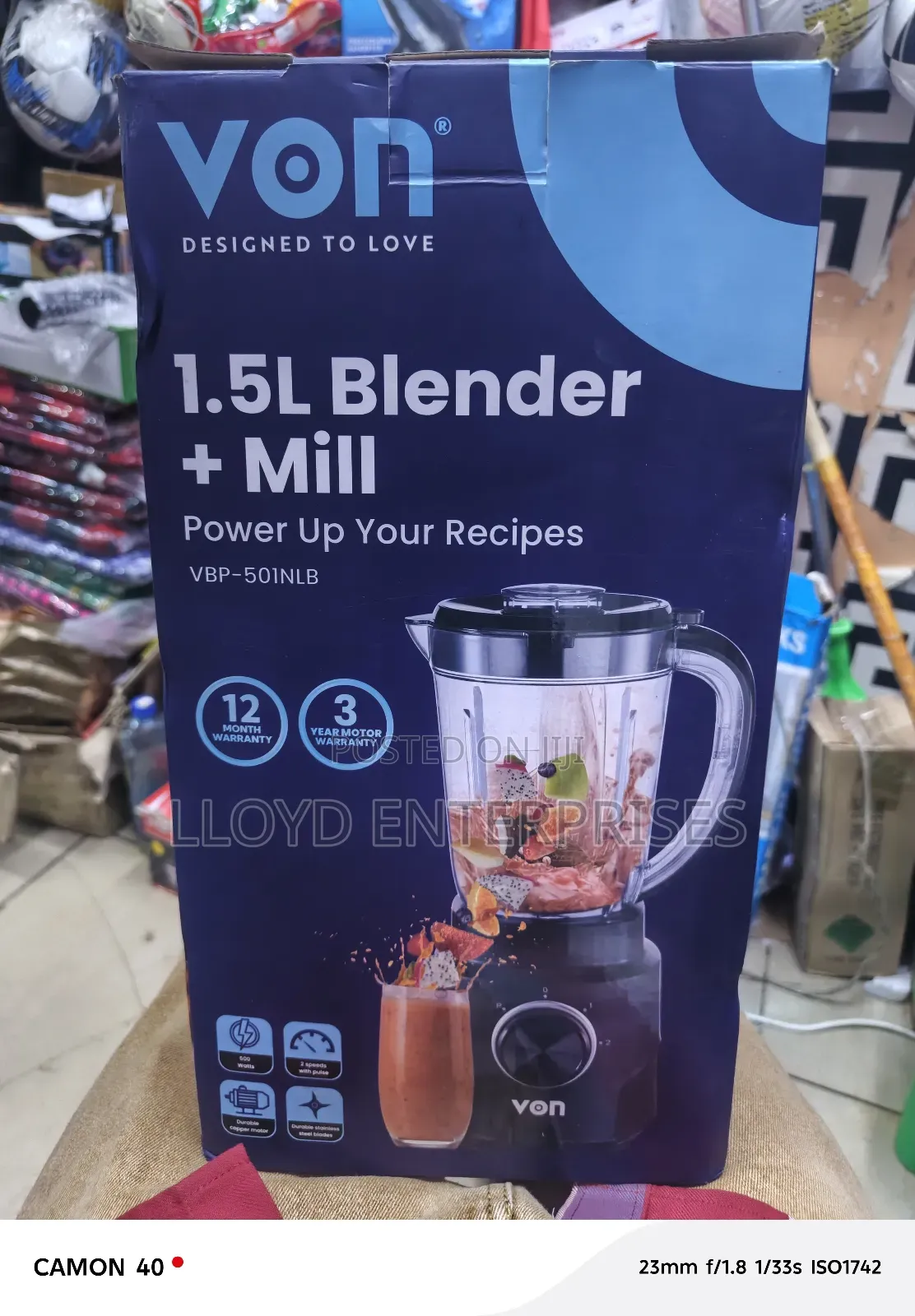 1.5 Litre 2 in 1 Von Blender 500watts