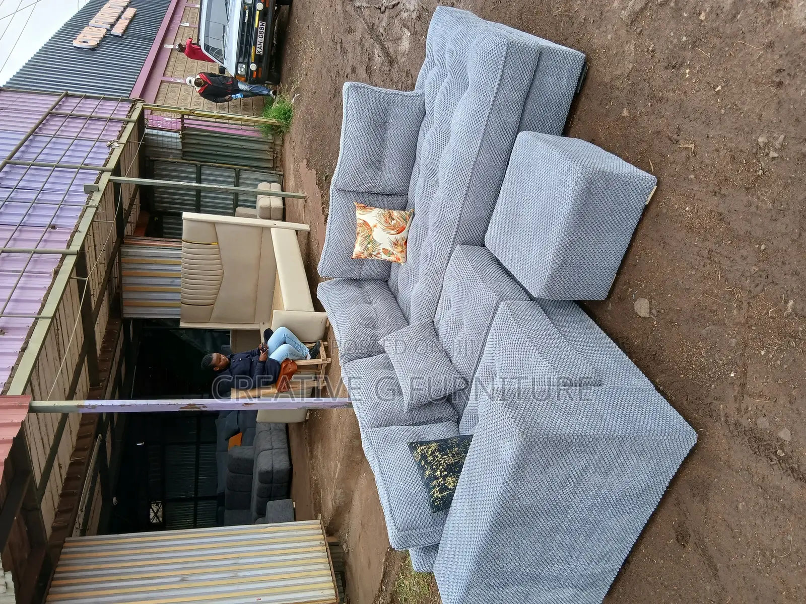 Luxury 6-Seater Orange Sofa