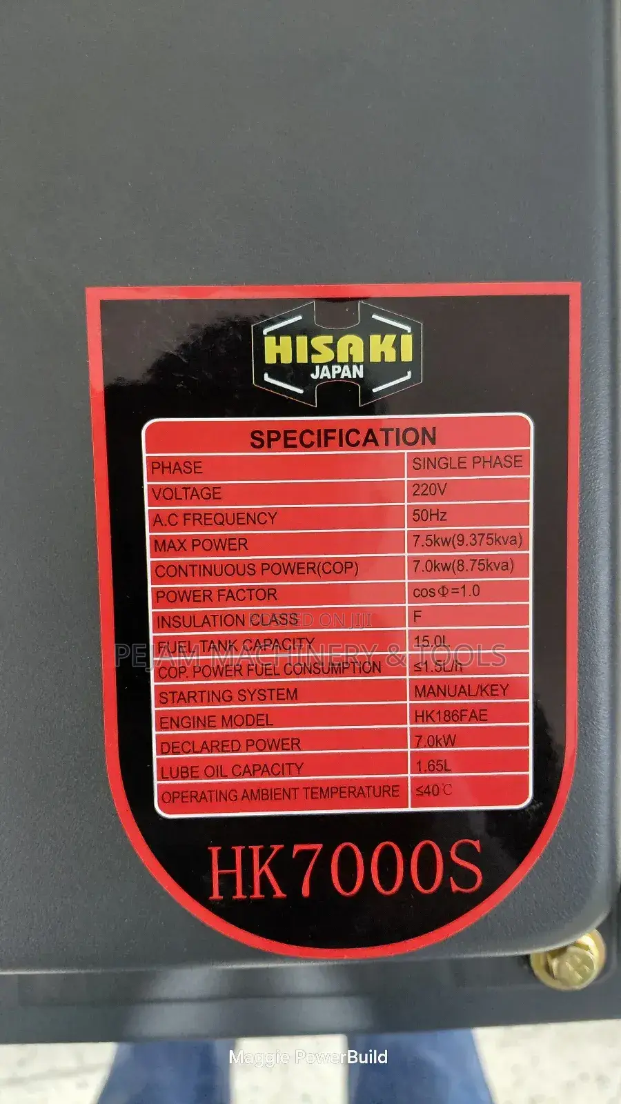 Hisaki Hk7000s 9.37kva Diesel Openset Generator