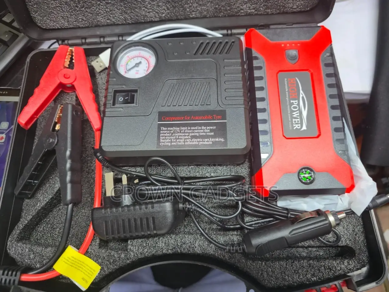 Portable Car Jump Starter Kit With Air Compressor Usb Power