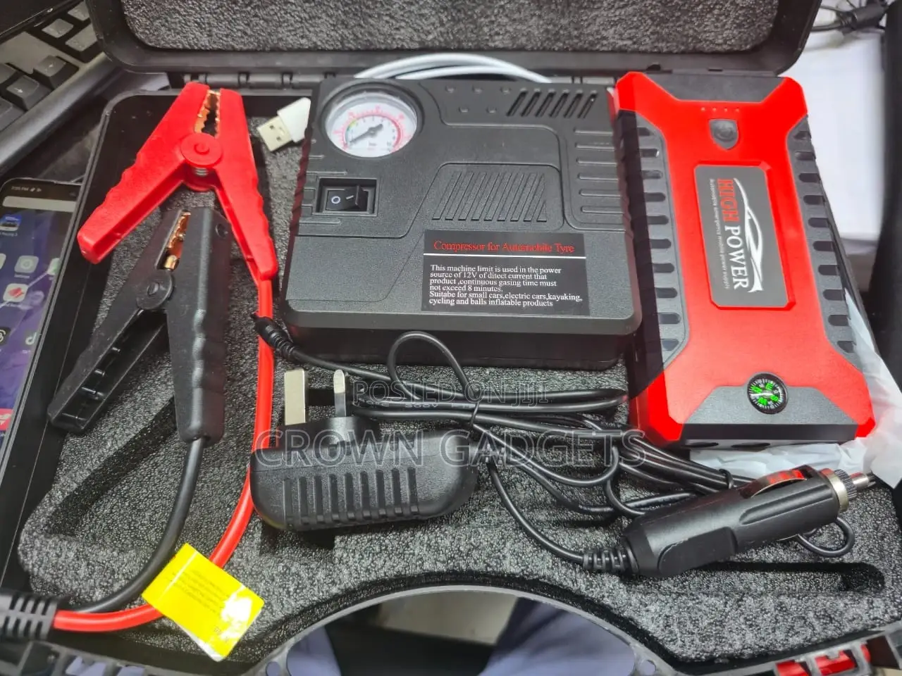 Compact Car Emergency Kit With Jump Start, Usb Charging, and Light