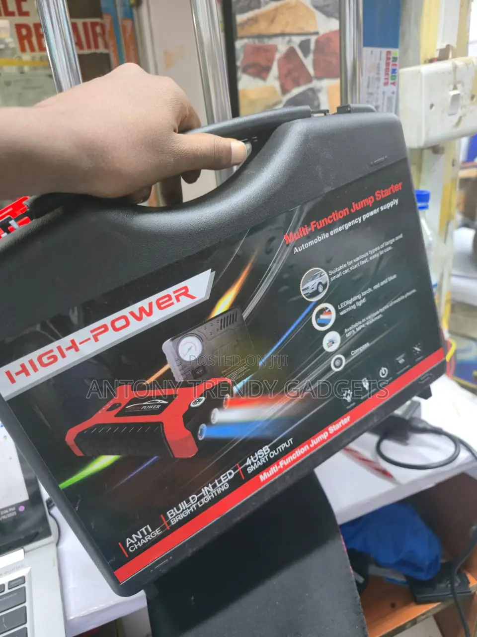 Compact Car Jump Starter Kit With Air Compressor & Usb Charger