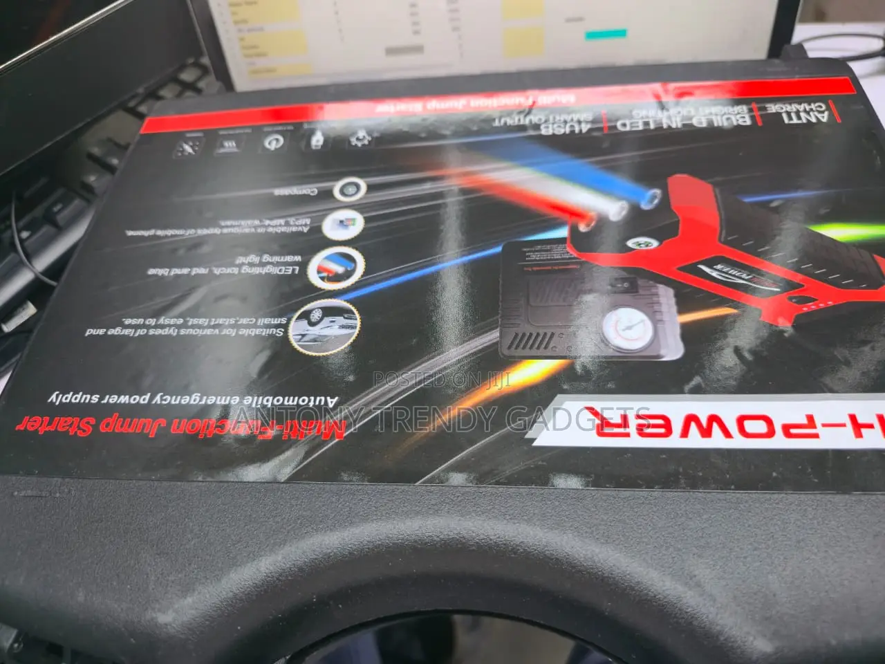 Compact Car Jump Starter Kit With Air Compressor & Usb Charger