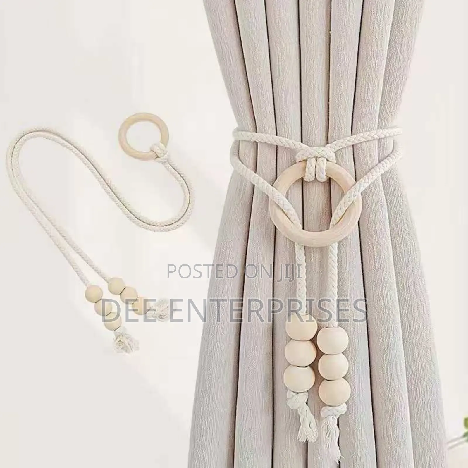 2pcs Natural Cotton Rope Curtain Tiebacks Boho Style