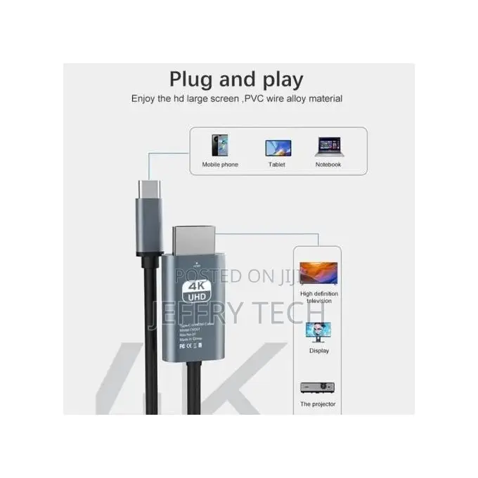  Aluminum Usb Type-C to Hdmi Cable