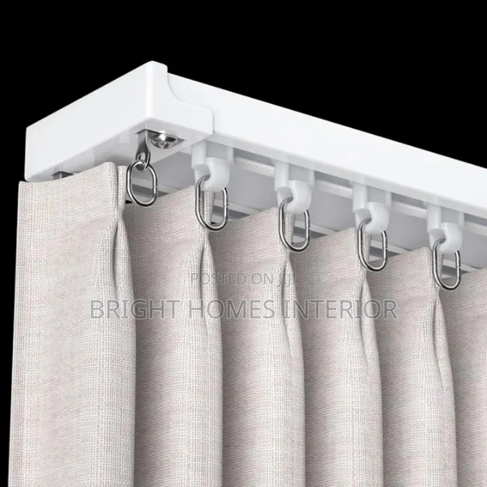White Double Curtain Rail for Both Curtain and Sheer