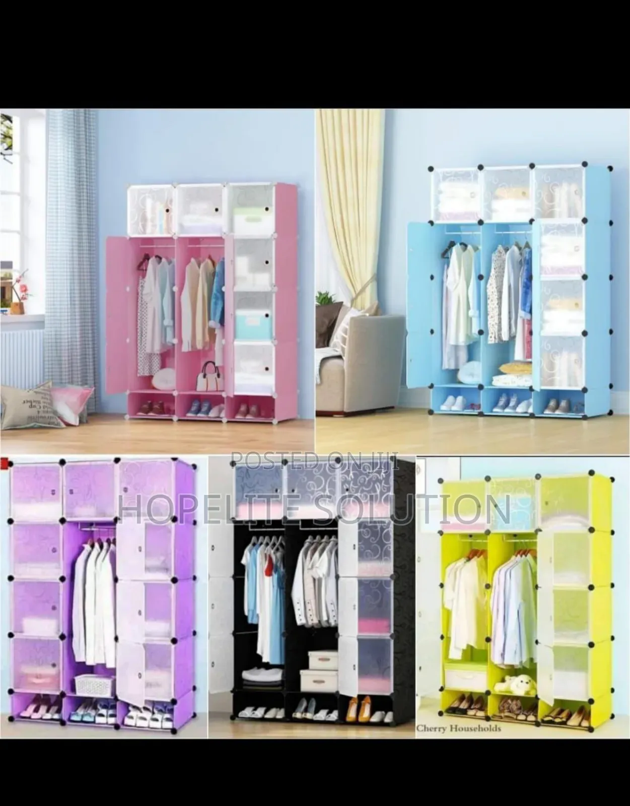 Plastic Wardrobe(Blue Black)
