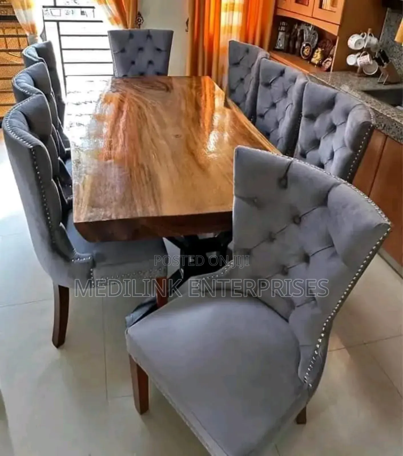 8-Seater , Chester Chairs and a Solid Top Dinner Table Set