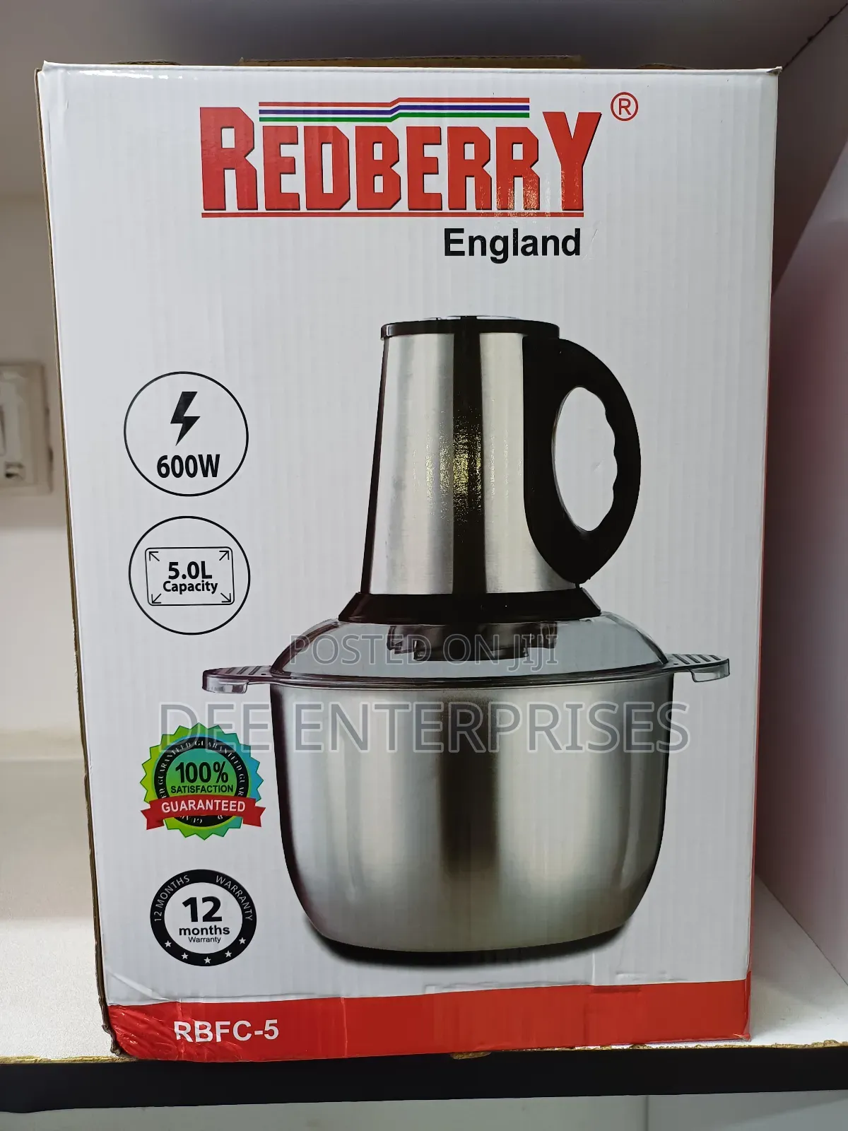 5l Redberry Stainless Steel Chopper