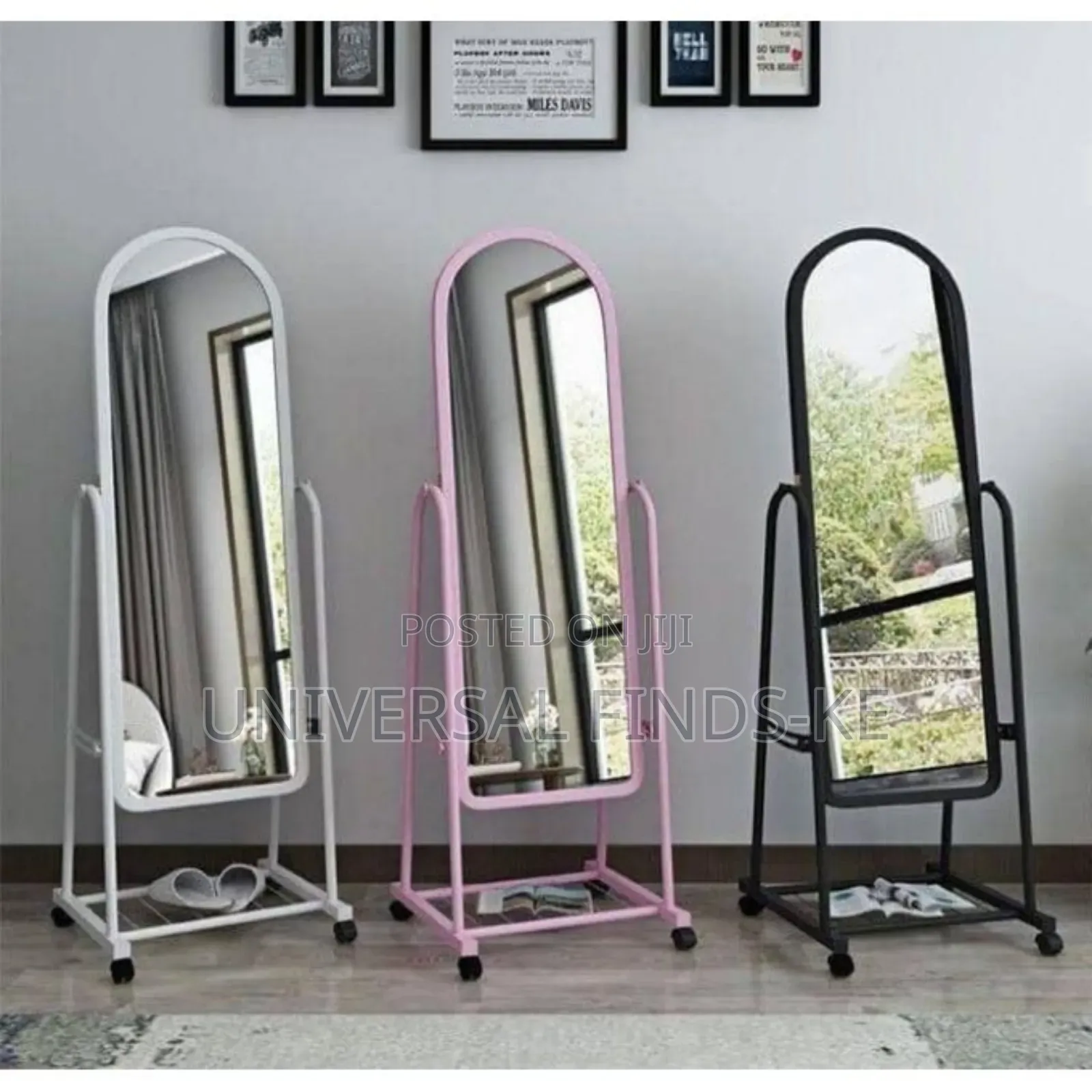 Fancy Full Length Dressing Mirror With Wheels and Shoe Rack