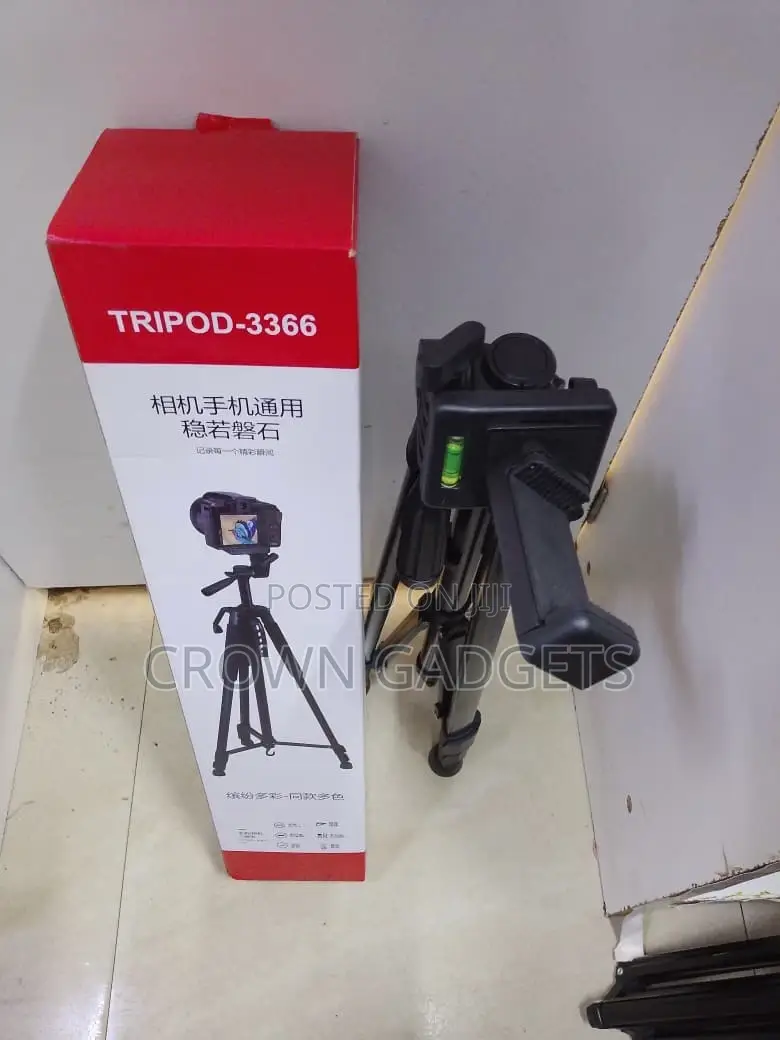 Professional Tripod 3366 Stand With 3-Way Pan Head Phone Holder