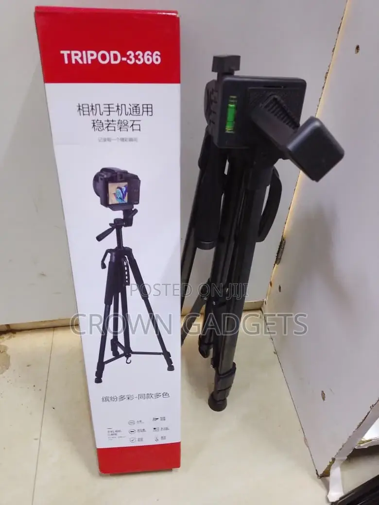Professional Tripod 3366 Stand With 3-Way Pan Head Phone Holder