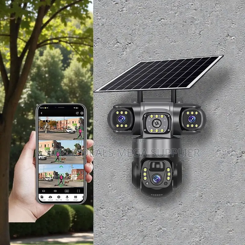 Pir Human Detection V380 Pro 12mp 4g PTZ Triple Lens Solar CCTV Camera
