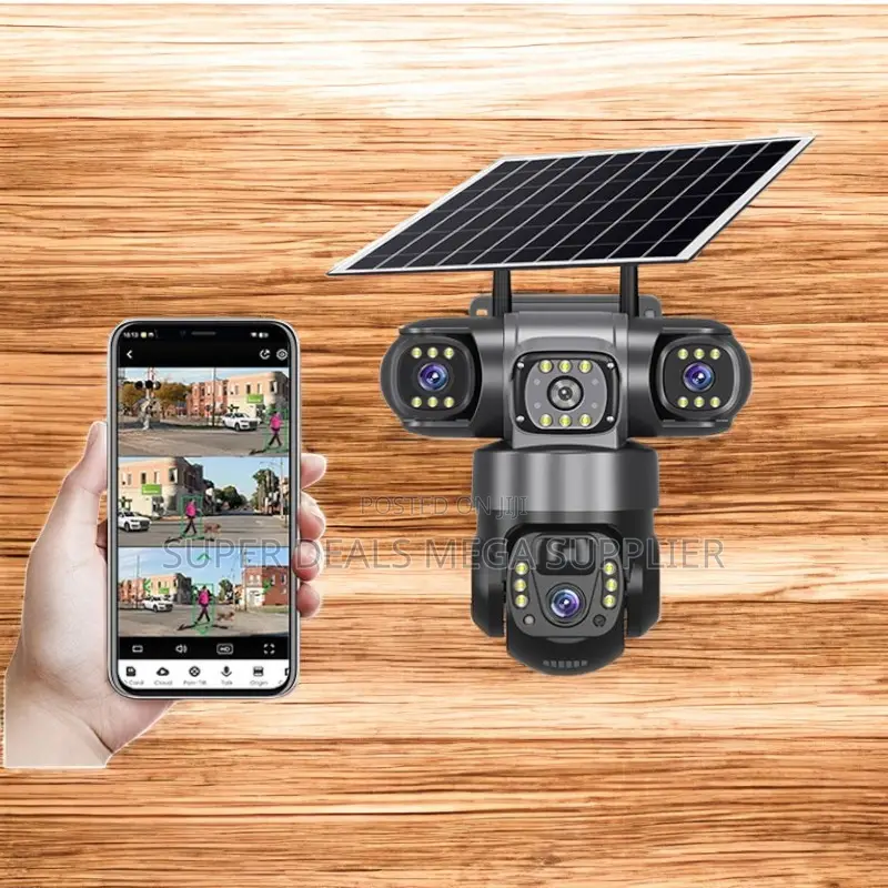 Plug and Play V380 Pro 12mp 4g PTZ Triple Lens Solar CCTV Camera