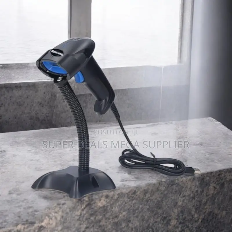 Shock Resistant Wired Handheld Laser Barcode Scanner Reader With Stand