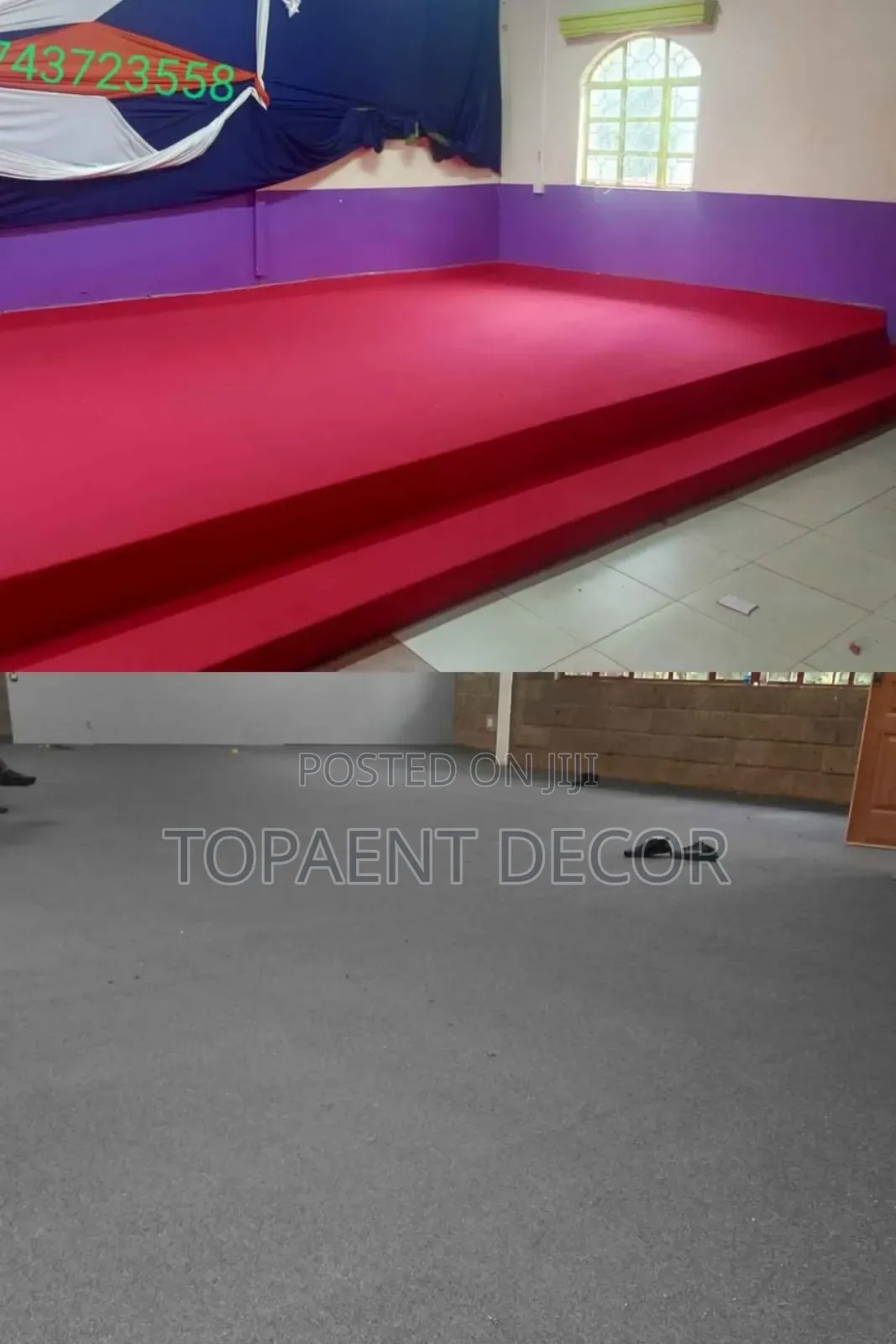 Red And Light Grey Professional Wall To Wall Carpets