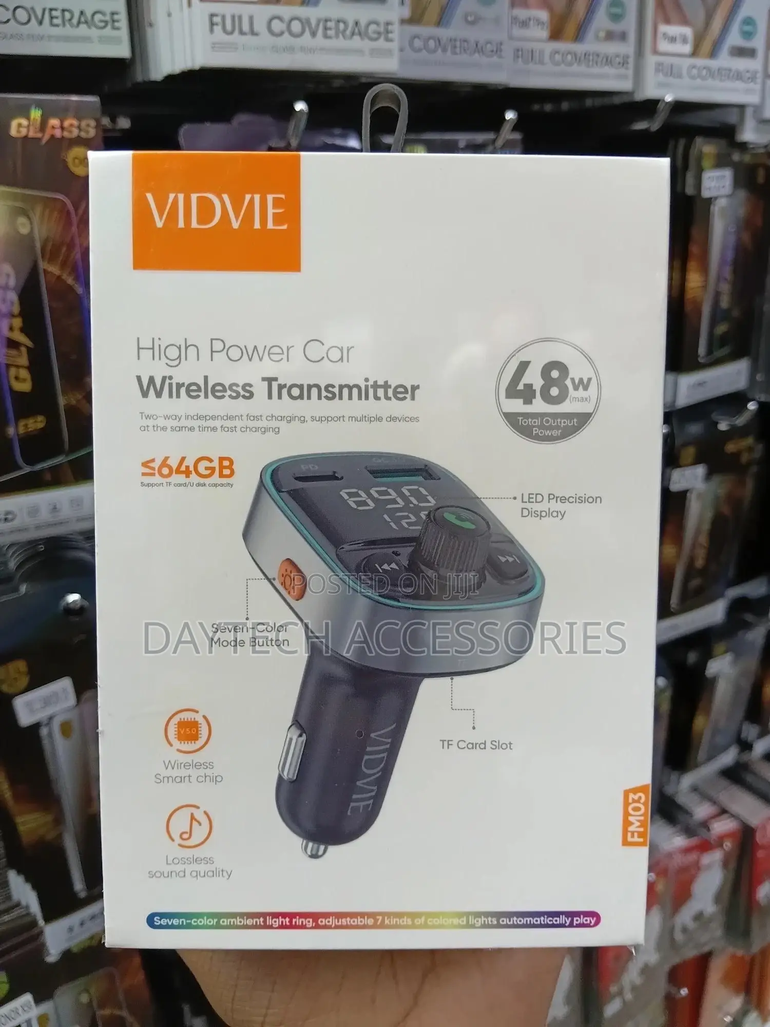 Vidvie Fm03 High Power Wireless Transmitter Car Charger Modulator.