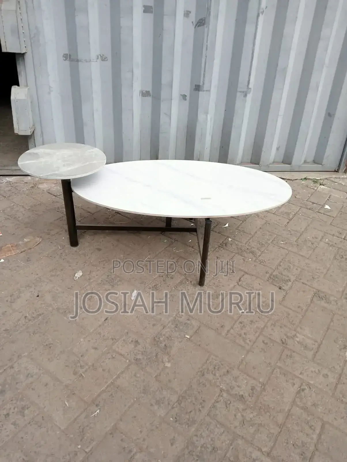 Verona Coffee Table With a Marble-Effect Top and a Dark Metal Frame.