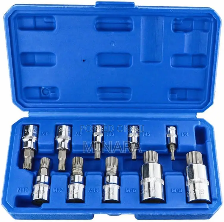 10 Pcs, XZN Triple Square, Spline Bit Socket Set, M4-M18