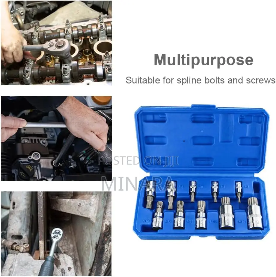 10 Pcs, XZN Triple Square, Spline Bit Socket Set, M4-M18
