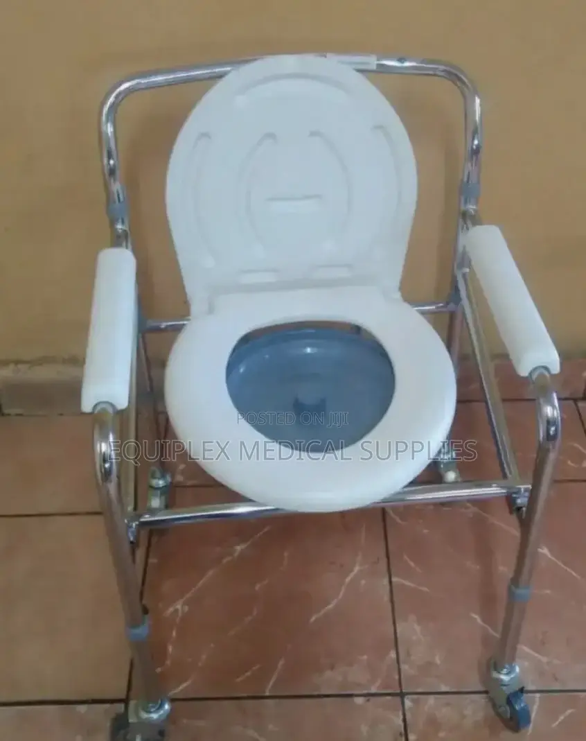 Foldable Commode Chair With Wheels (Portable Convenient)
