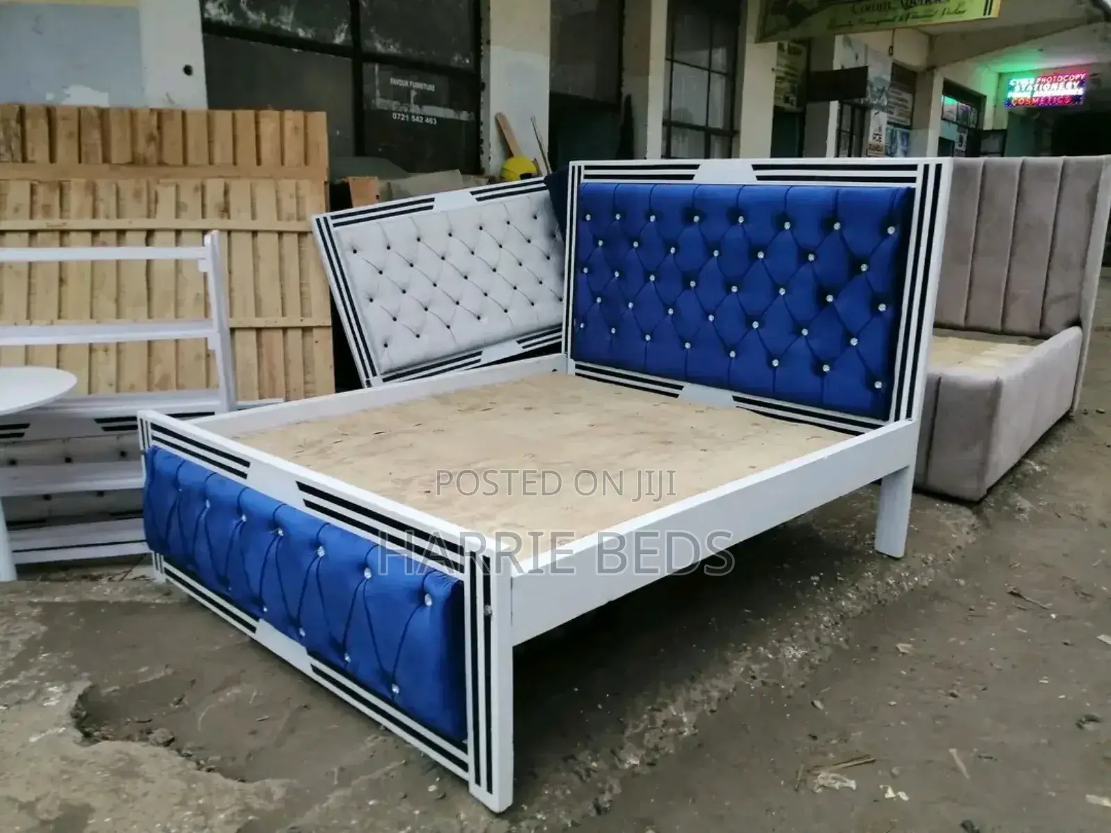 Royal Blue With White Frame Mocket Bed