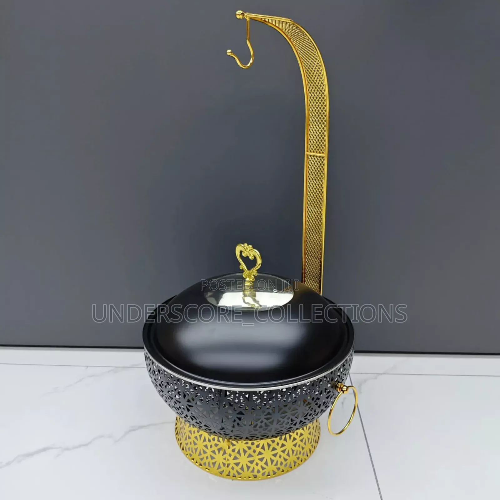 *Black Stainless Steel Chaffing Dish With Hanging Lid