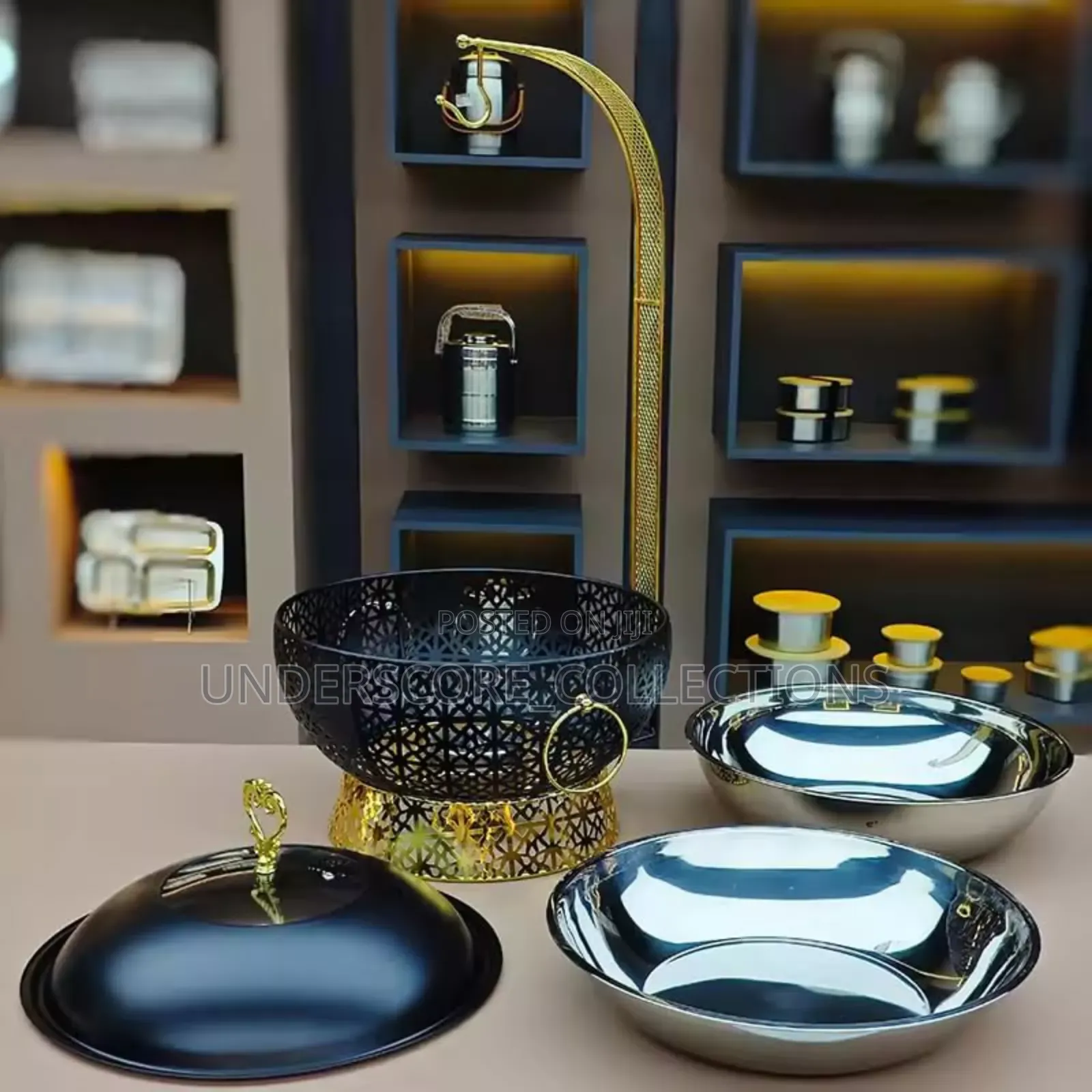 *Black Stainless Steel Chaffing Dish With Hanging Lid