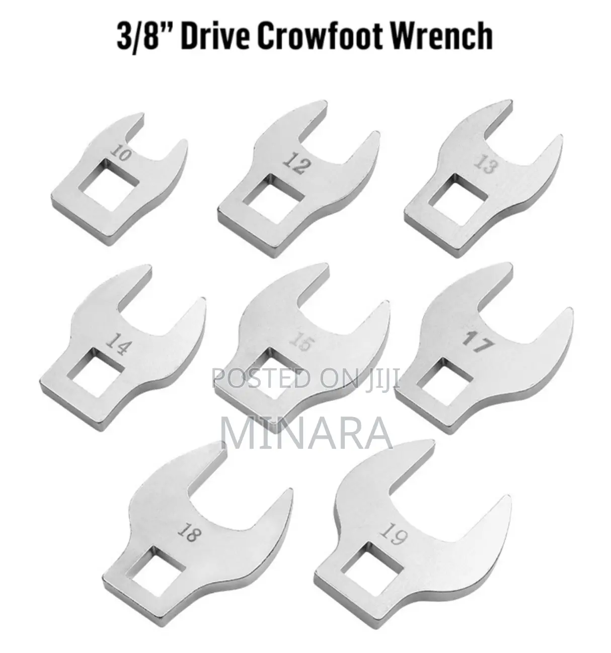 8 Pcs, Crowfoot Wrench Set, 3/8" Drive, Flare Nut Spanner Set,10–19mm