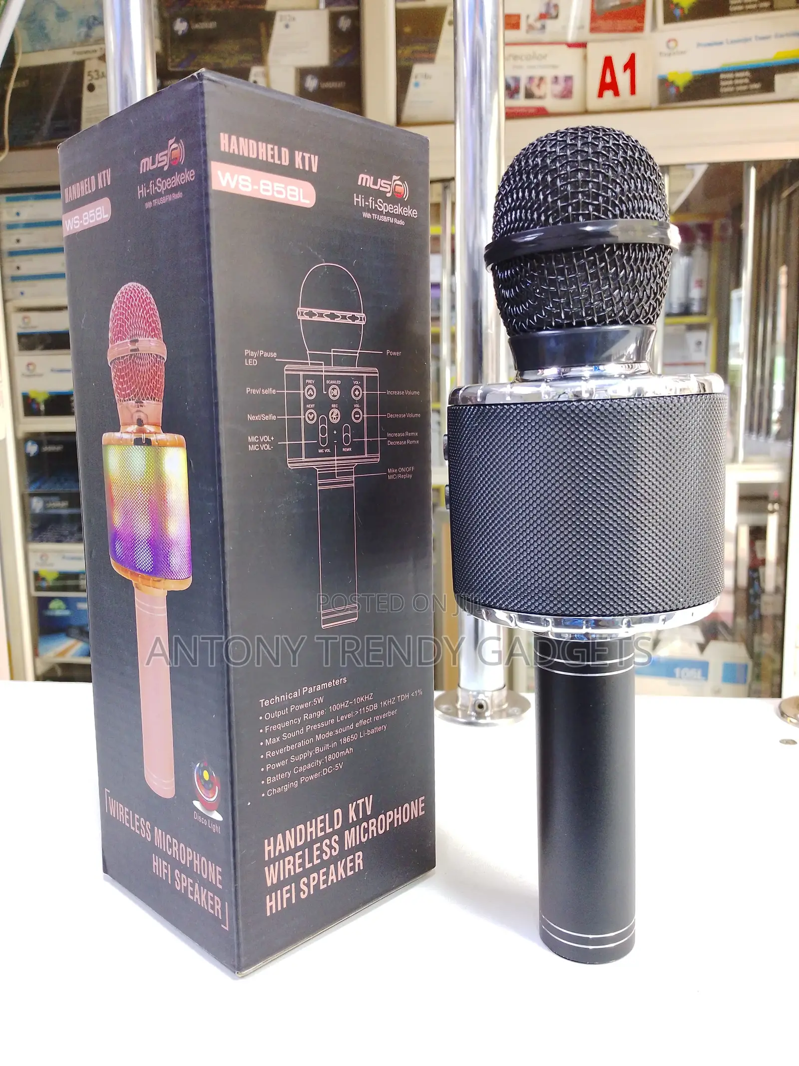 Ws-858l Bluetooth Karaoke Microphone With Disco Lights