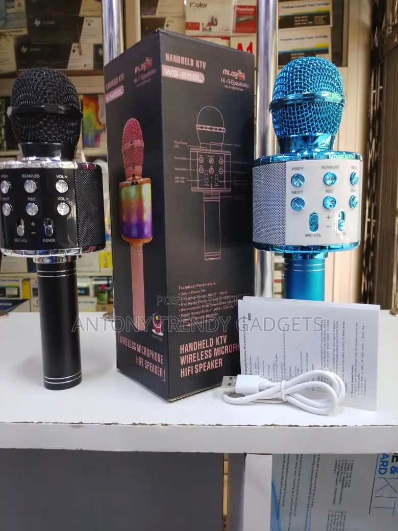 Ws-858l Bluetooth Karaoke Microphone With Disco Lights