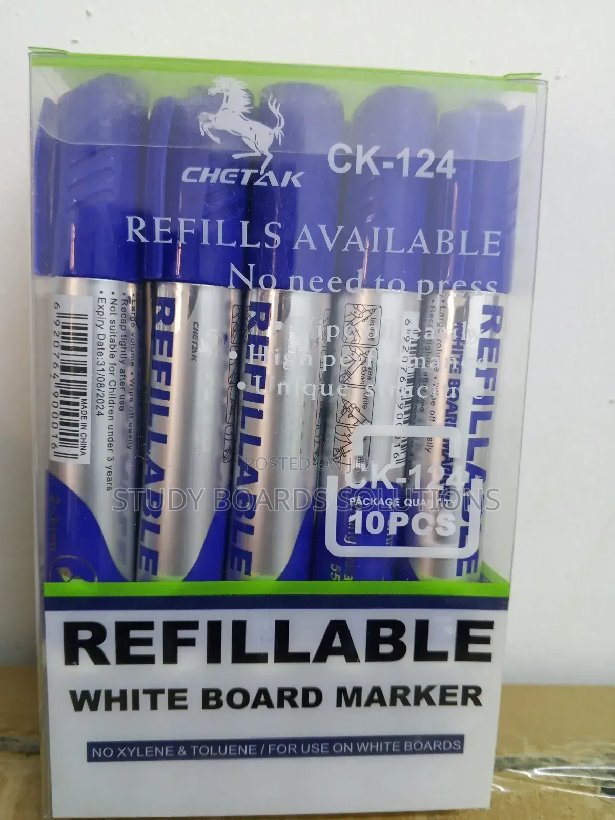 A Box of Refillable Whiteboard Markers for Schools