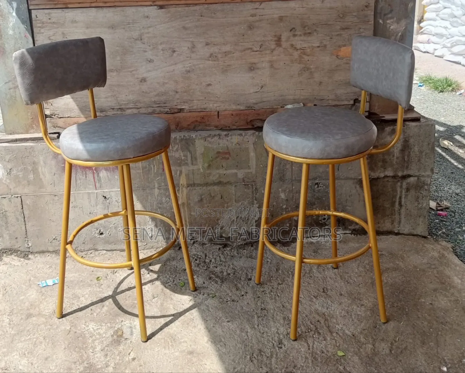 Leather Texture Powder-Coated Kitchen Counter Stools