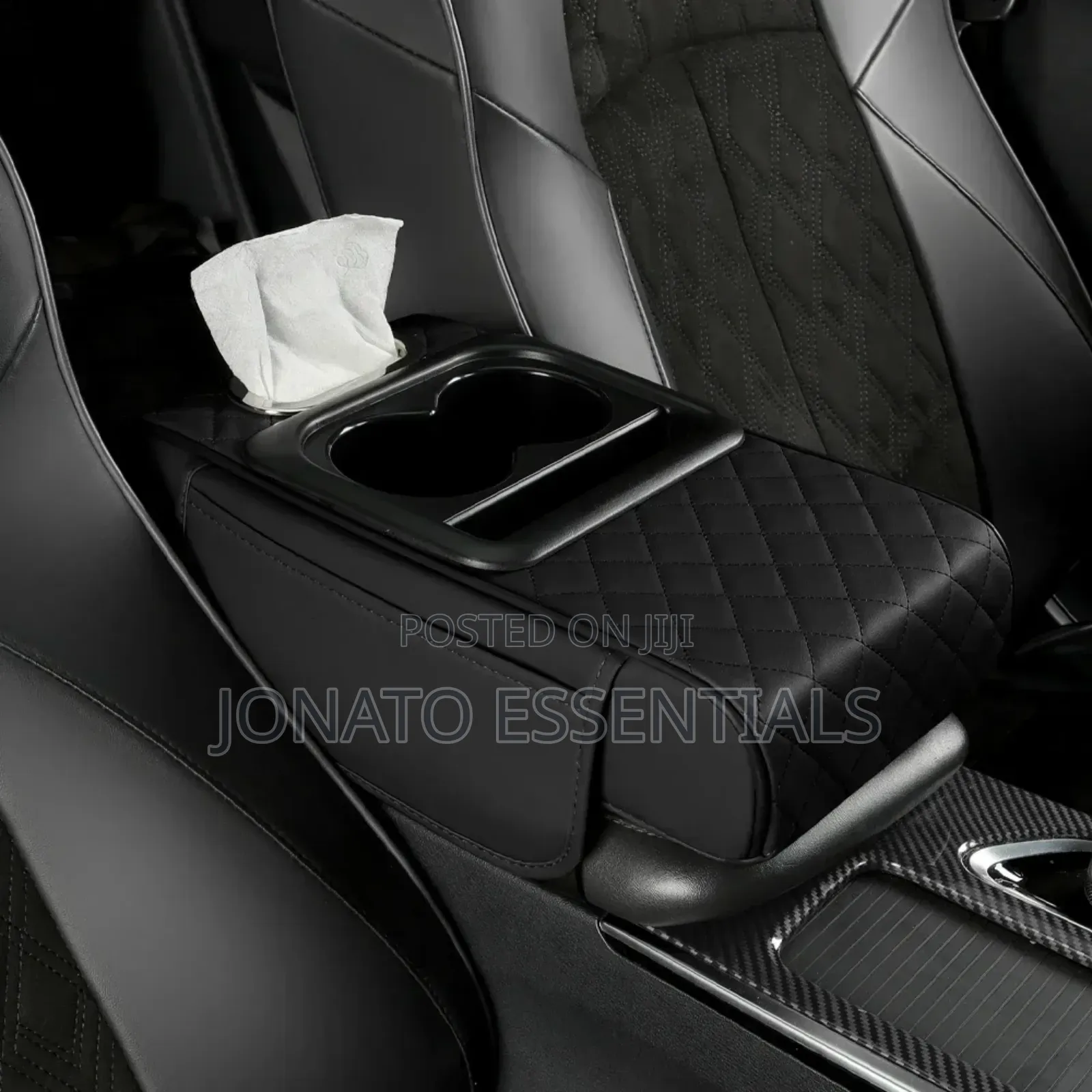 Car Armrest Cushion Pad With Cup Holders and Tissue Box