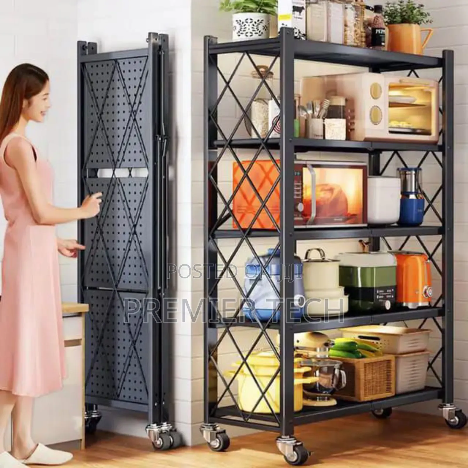 *Big Size Foldable Kitchen Rack With Wheels