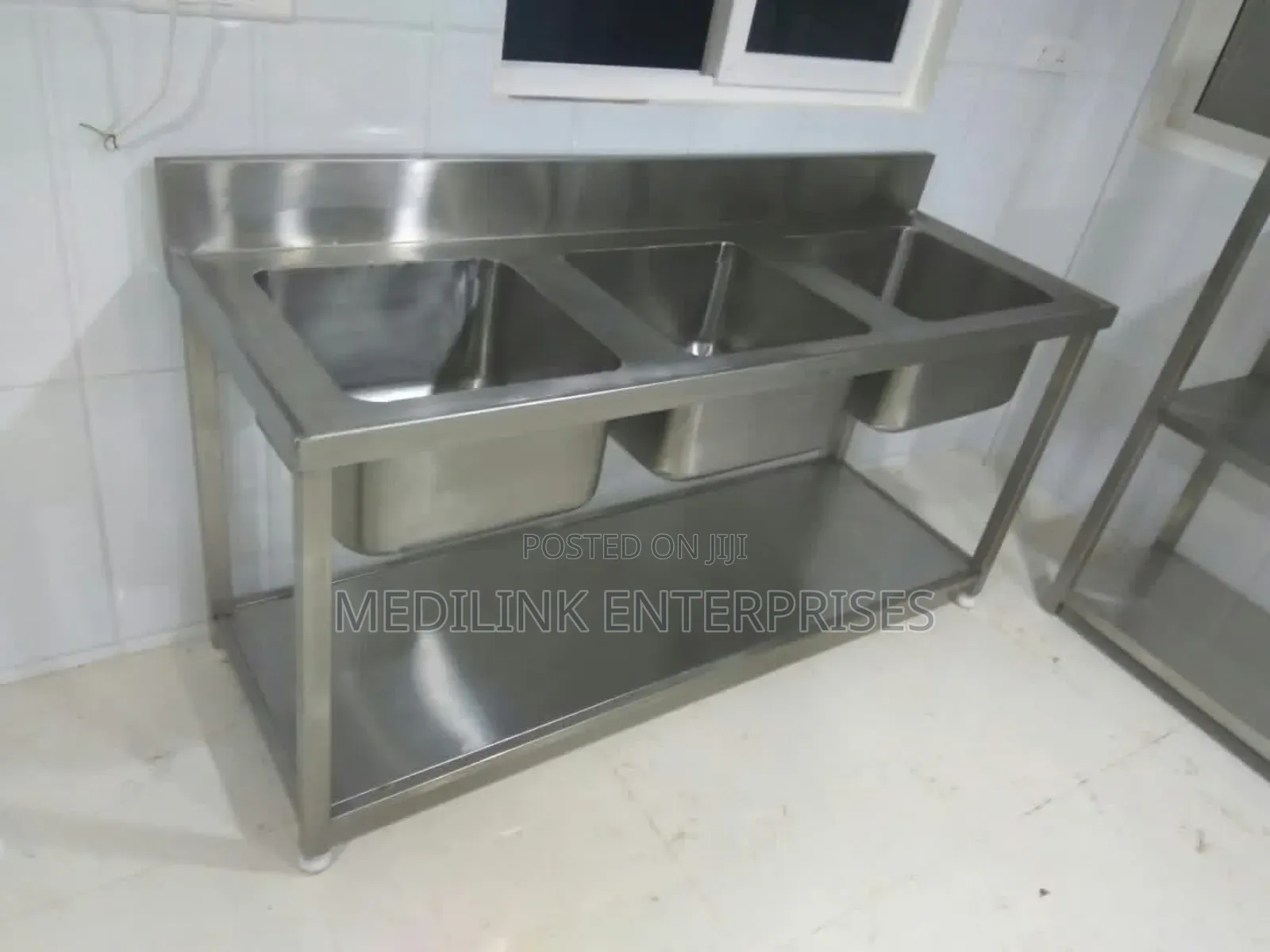Stainless Steel 3-Bowl Sinks (Commercial Kitchen)